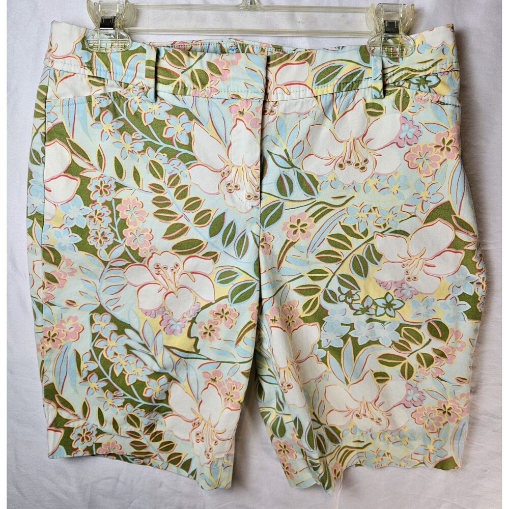 Talbots Perfect Short Bermuda in Pastel Floral Hibiscus Print Size 4P